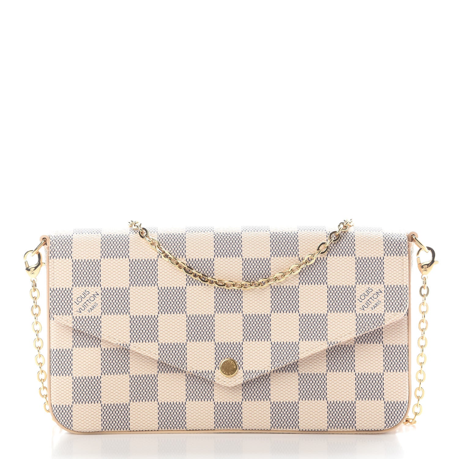 Louis Vuitton Damier Azur Pochette Felicie Chain Wallet Rose Ballerine 3 of 8