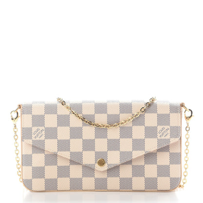 Louis Vuitton Damier Azur Pochette Felicie Chain Wallet Rose Ballerine 3 of 8