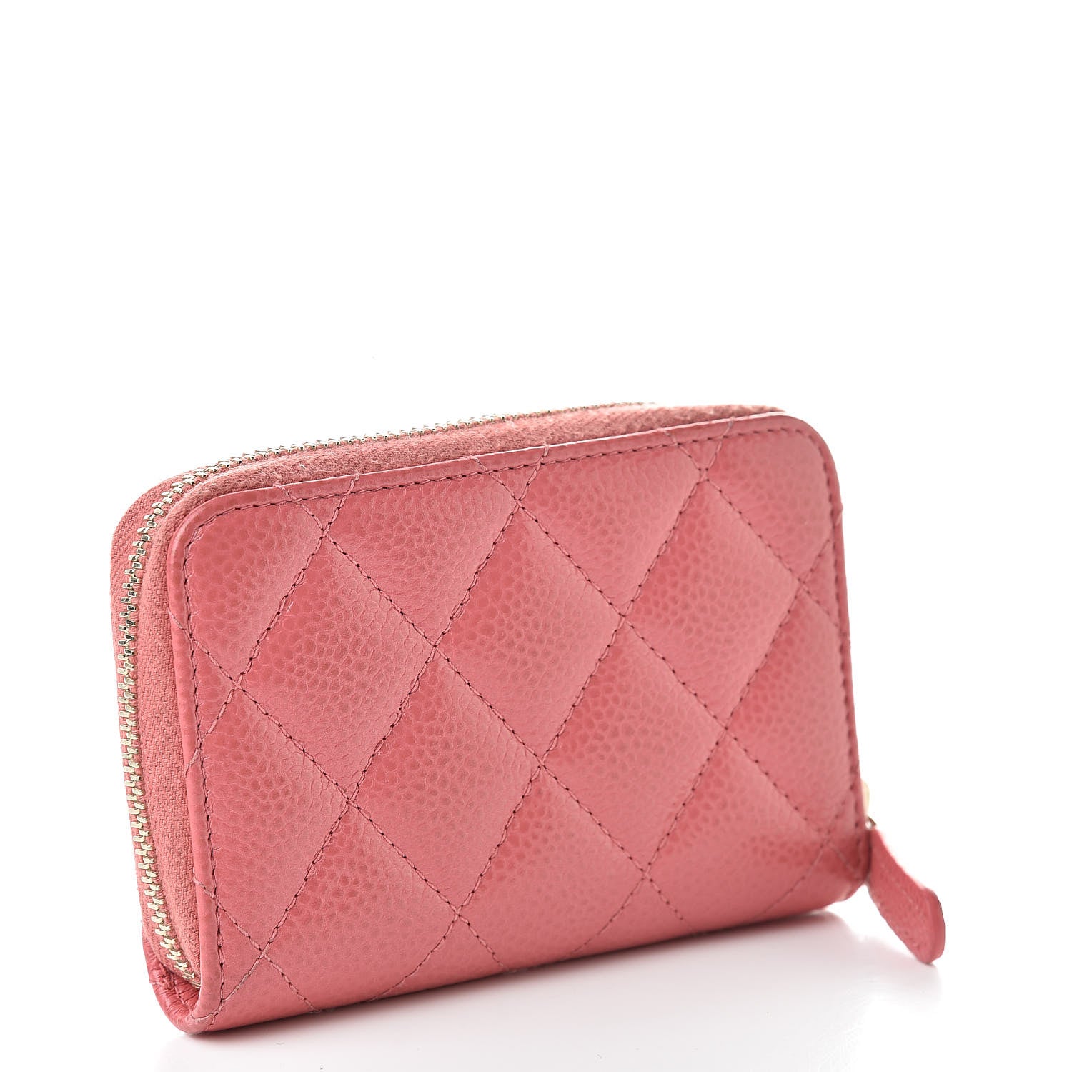Chanel Caviar Quilted Zip Coin Purse Pink 3 of 9