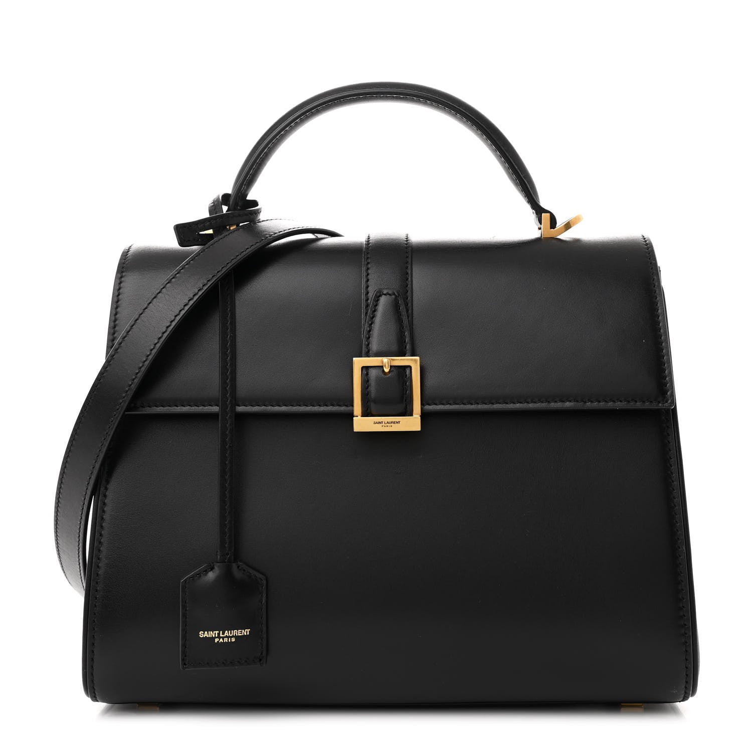Saint Laurent Shiny Calfskin Le Fermoir Top Handle Bag Small Black 1 of 13