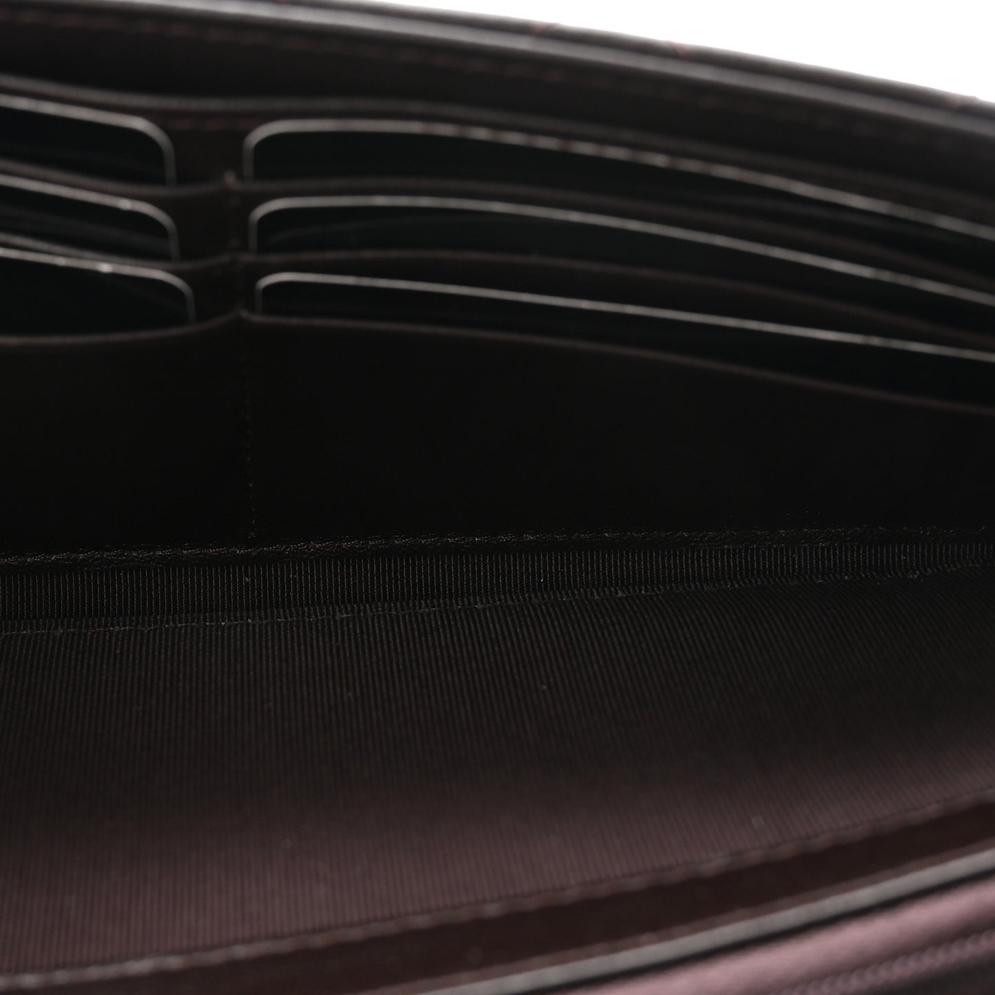 Lambskin Quilted Large Gusset Flap Wallet Dark Brown