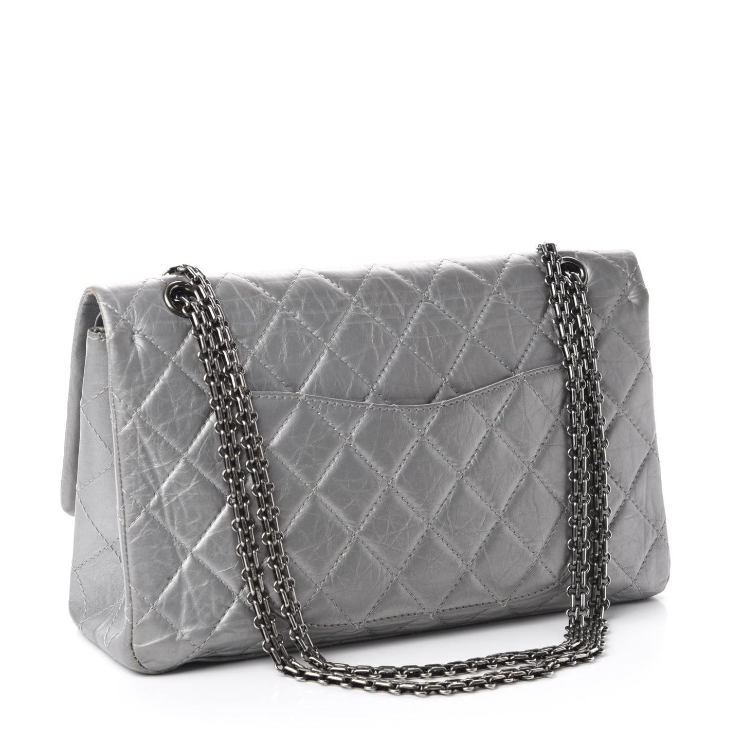 Metallic Aged Calfskin Quilted 2.55 Reissue 227 Flap Argent Fonce