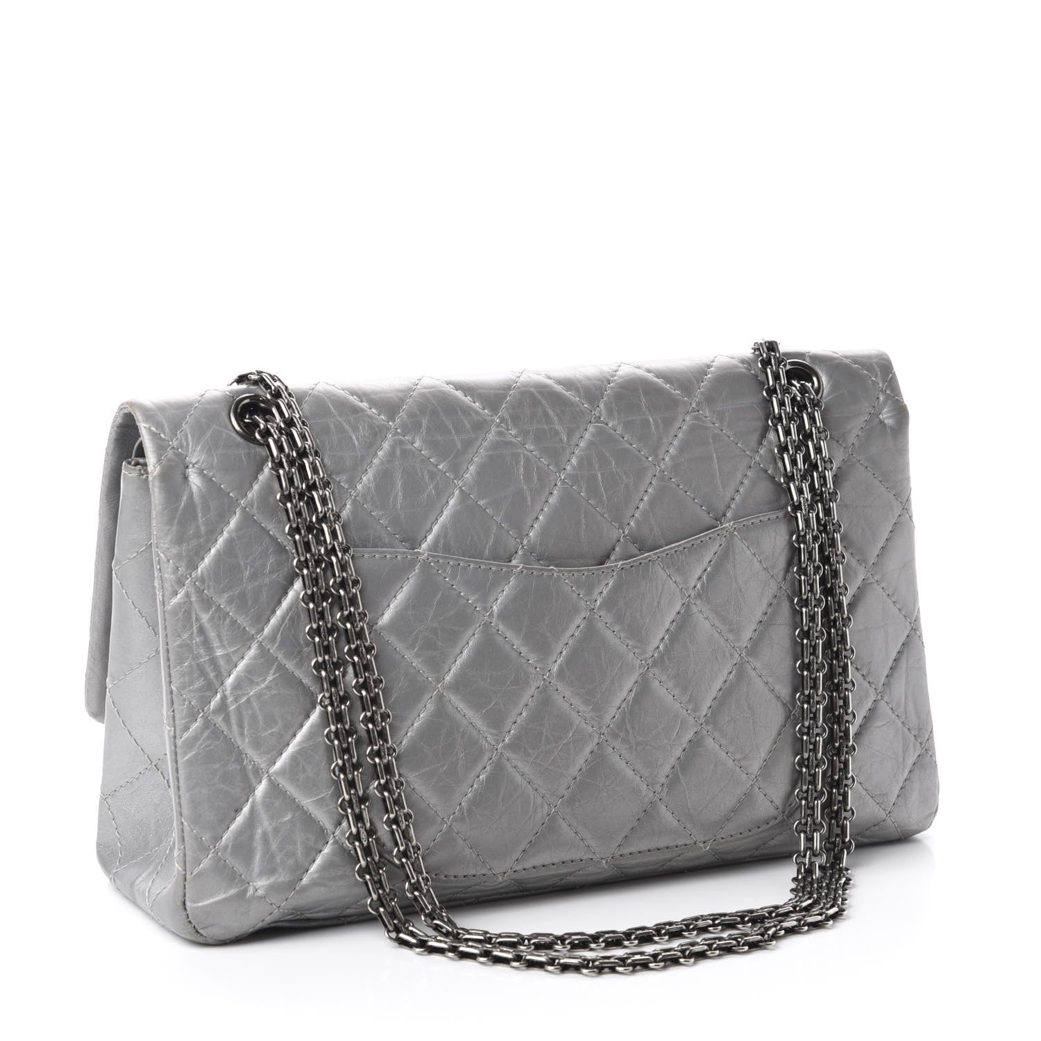 Chanel Metallic Aged Calfskin Quilted 2.55 Reissue 227 Flap Argent Fonce 3 of 23