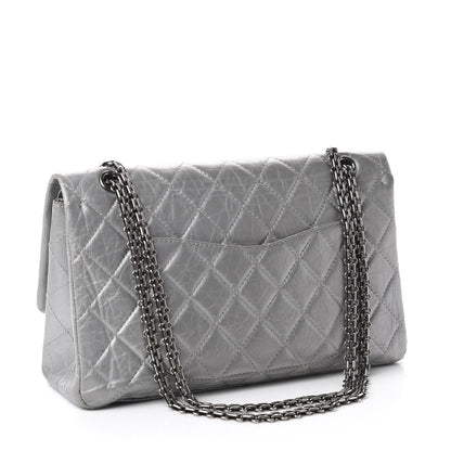 Chanel Metallic Aged Calfskin Quilted 2.55 Reissue 227 Flap Argent Fonce 3 of 23
