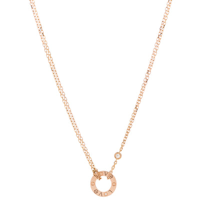 Cartier 18K Pink Gold 2 Diamond LOVE Necklace 1 of 5