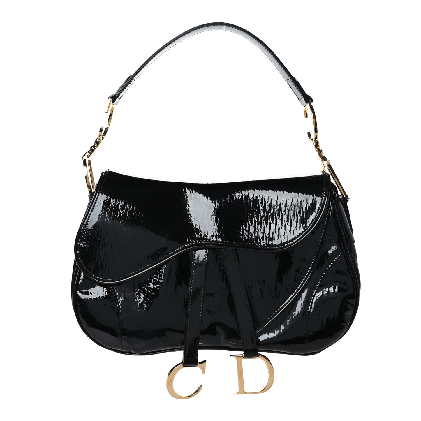 Patent Diorissimo Double Saddle Bag Black