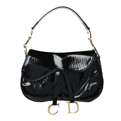 Christian Dior Patent Diorissimo Double Saddle Bag Black 1 of 9