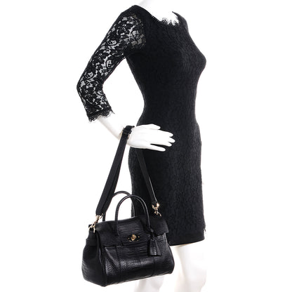 Mulberry Mini Croc Print Small Bayswater Satchel Black 2 of 13