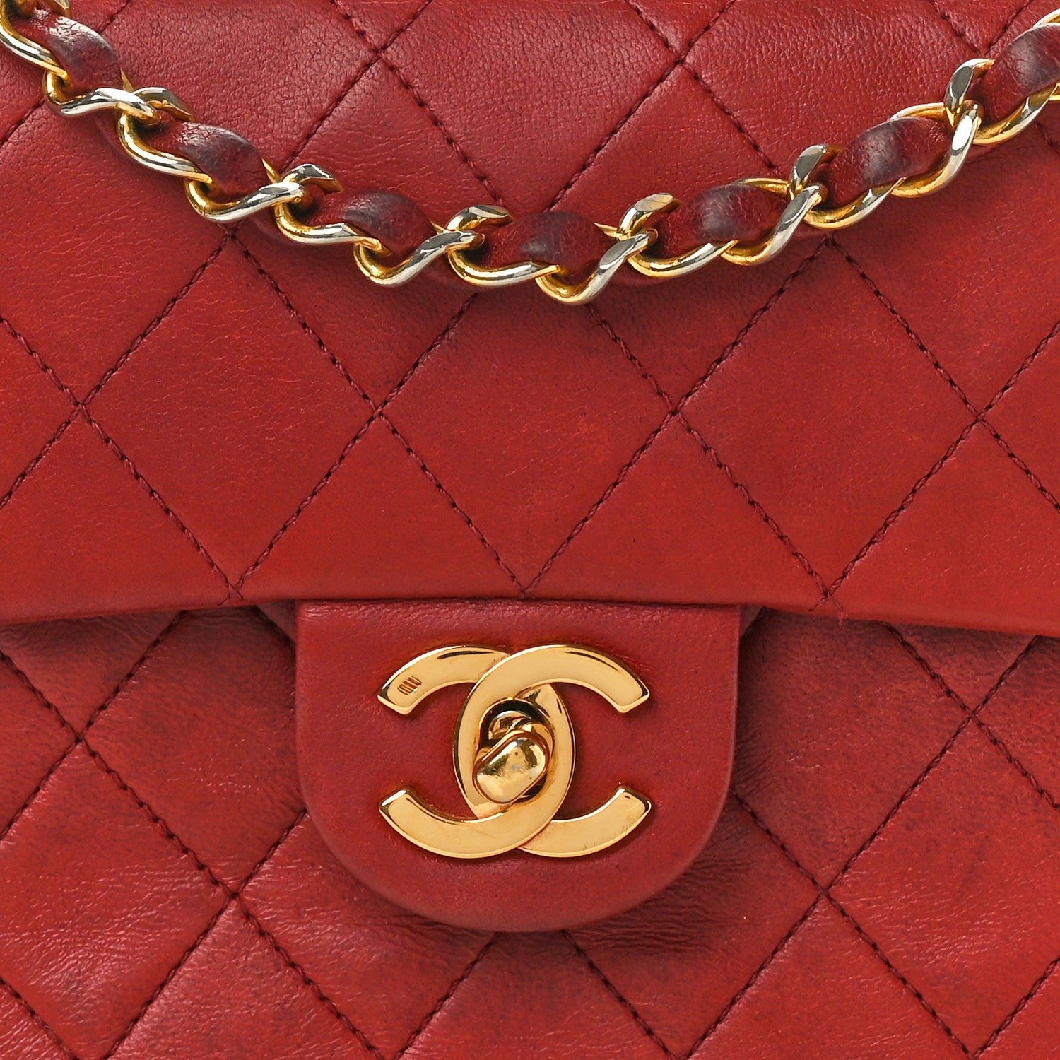 Chanel Lambskin Quilted Mini Square Flap Red 8 of 12