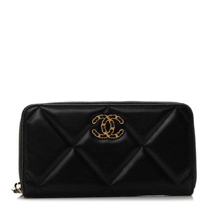 Chanel Lambskin Quilted 19 Long Zipped Around Wallet Black 1 of 9