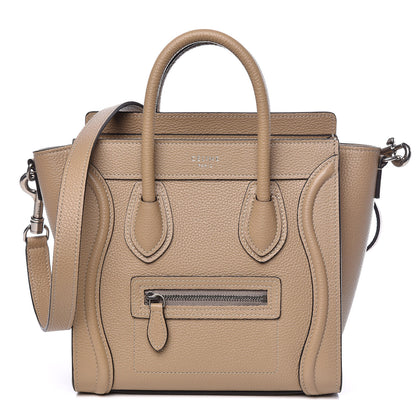 Celine Drummed Calfskin Nano Luggage Dune 1 of 10