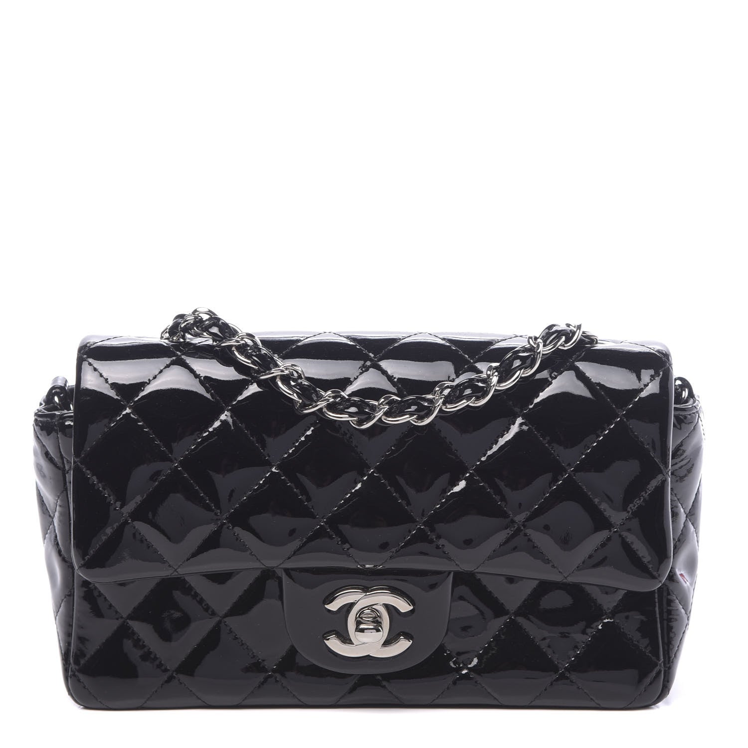 Chanel Patent Calfskin Quilted Mini Rectangular Flap Black 1 of 13