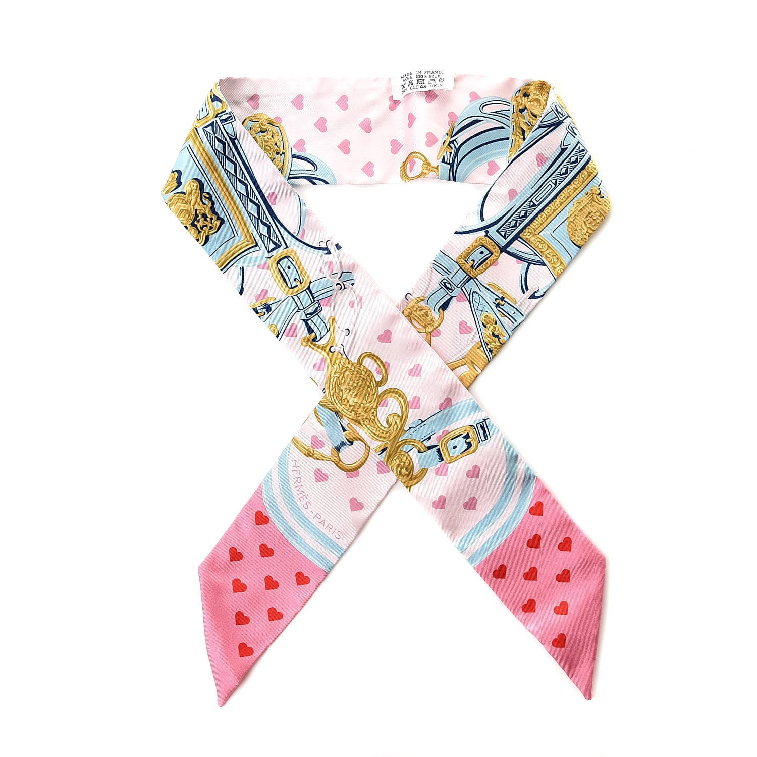 Hermes Silk Brides de Gala Love Twilly Rose Pale Bleu Glacier Rose 1 of 5