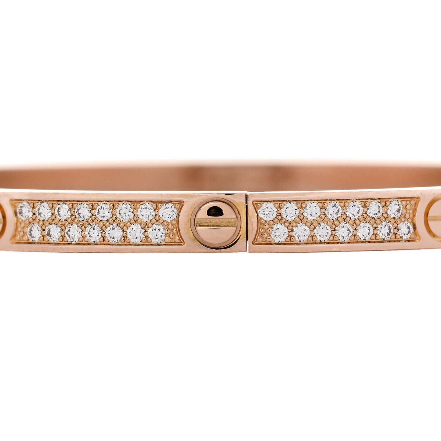 18K Pink Gold Diamond Small LOVE Paved Bracelet 17