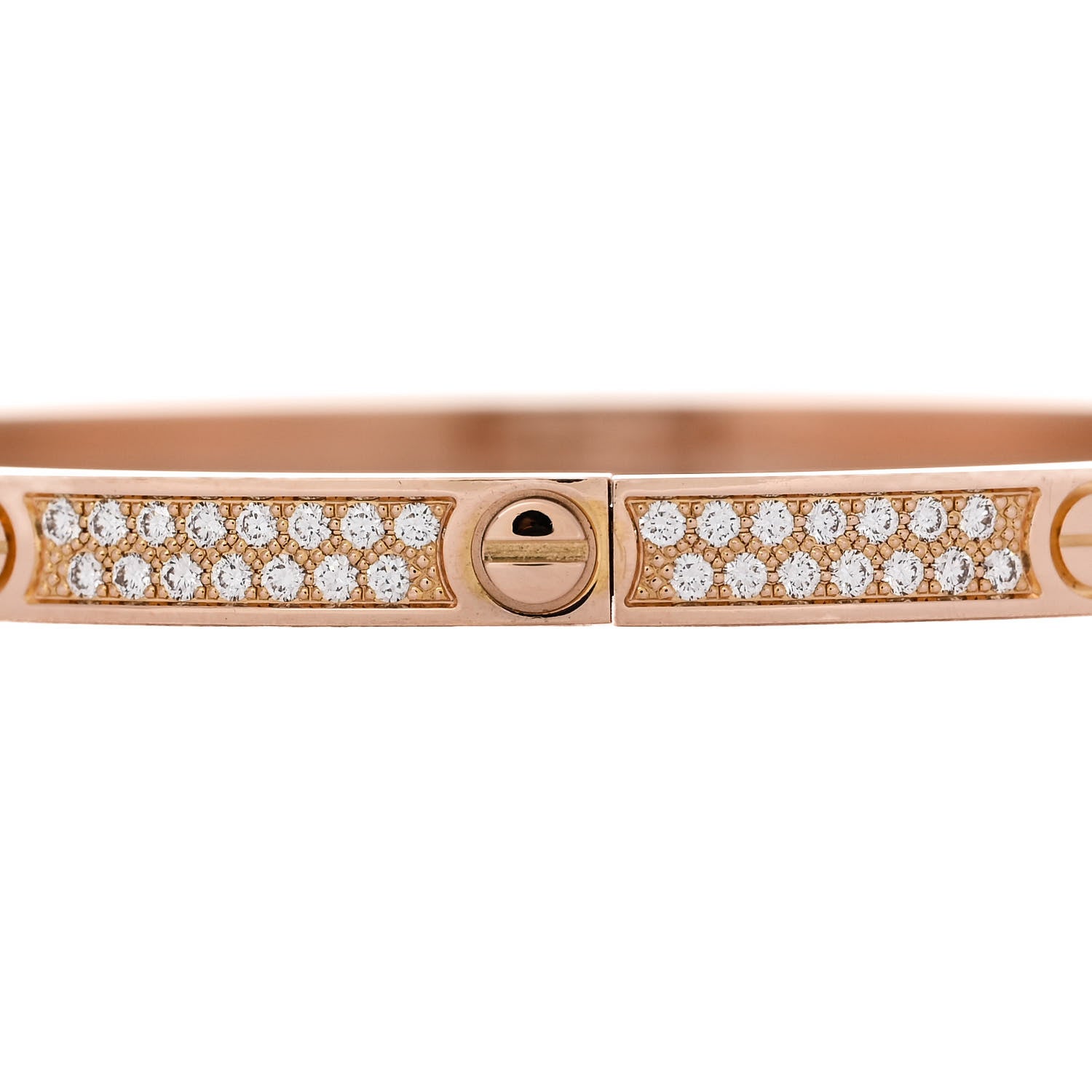 Cartier 18K Pink Gold Diamond Small LOVE Paved Bracelet 17 4 of 8