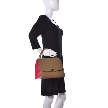 Celine Smooth Calfskin Small Bi-Color Trapeze Taupe Fuchsia 3 of 11
