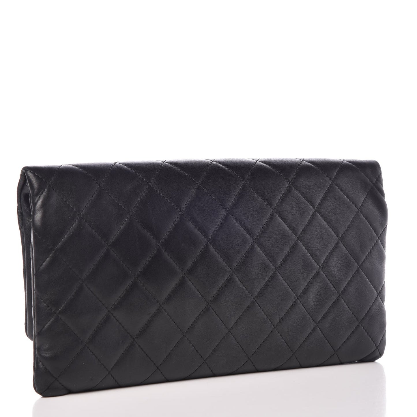 Lambskin Quilted CC Beauty Clutch Black