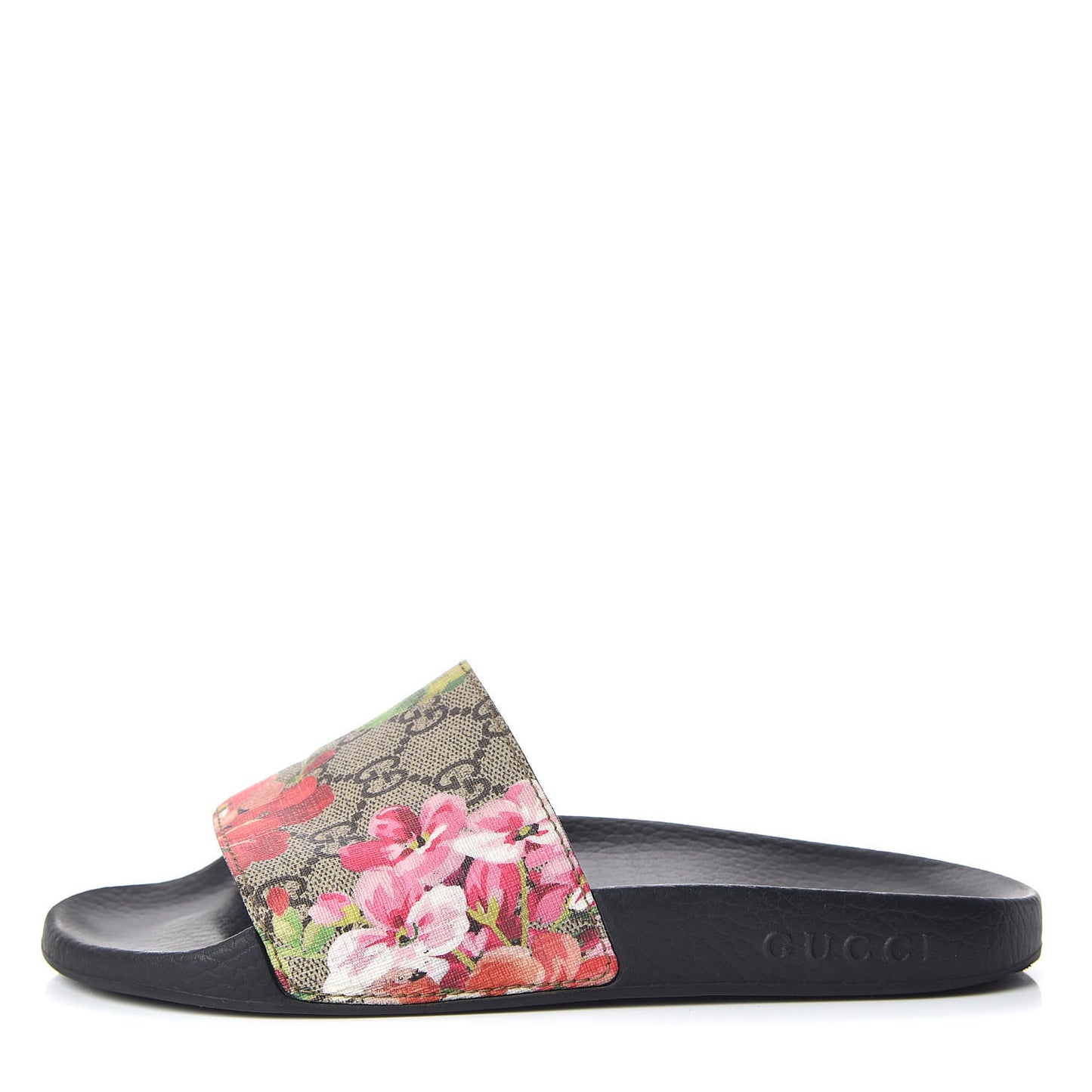 GG Supreme Monogram Blooms Slide Sandals 37 Beige Multicolor