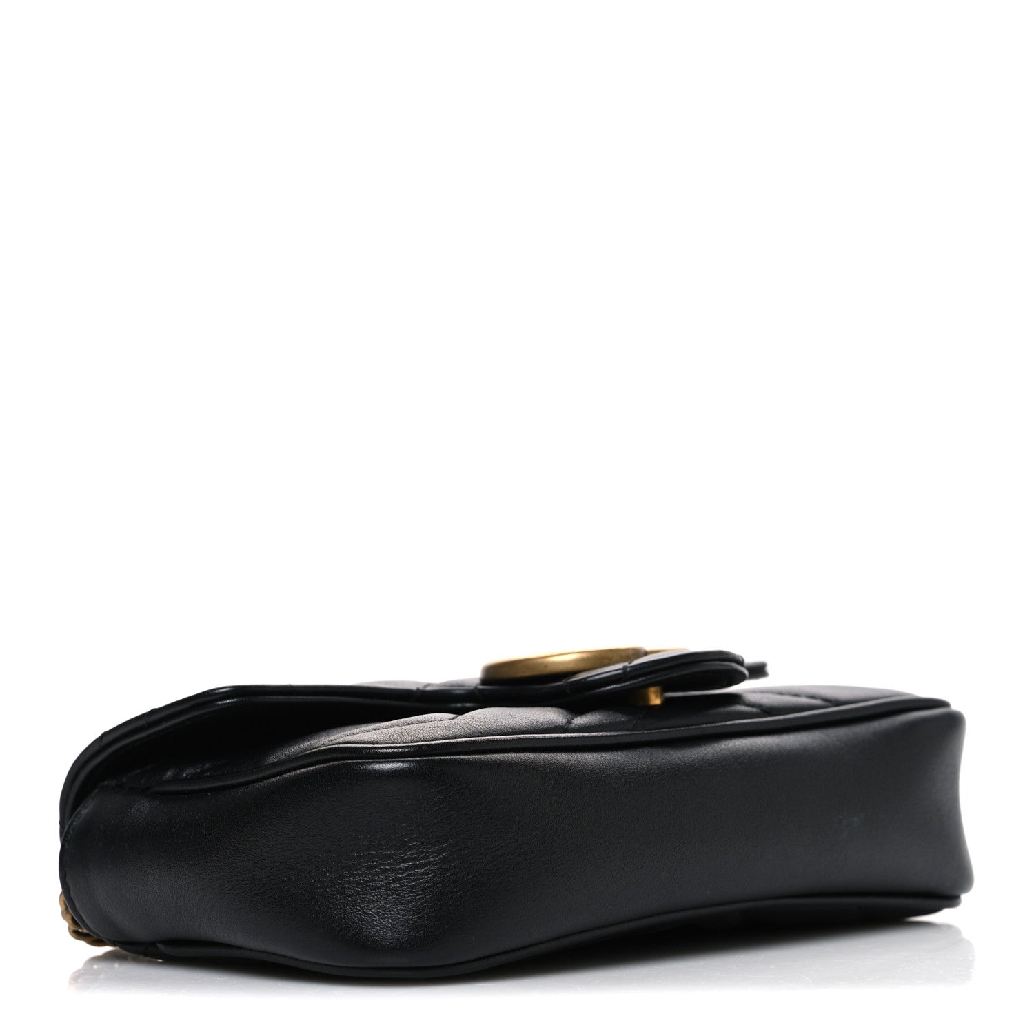 Gucci Calfskin Matelasse Super Mini GG Marmont Shoulder Bag Black 3 of 9