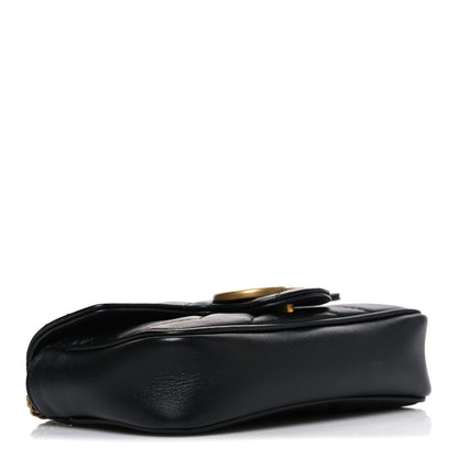 Gucci Calfskin Matelasse Super Mini GG Marmont Shoulder Bag Black 3 of 9