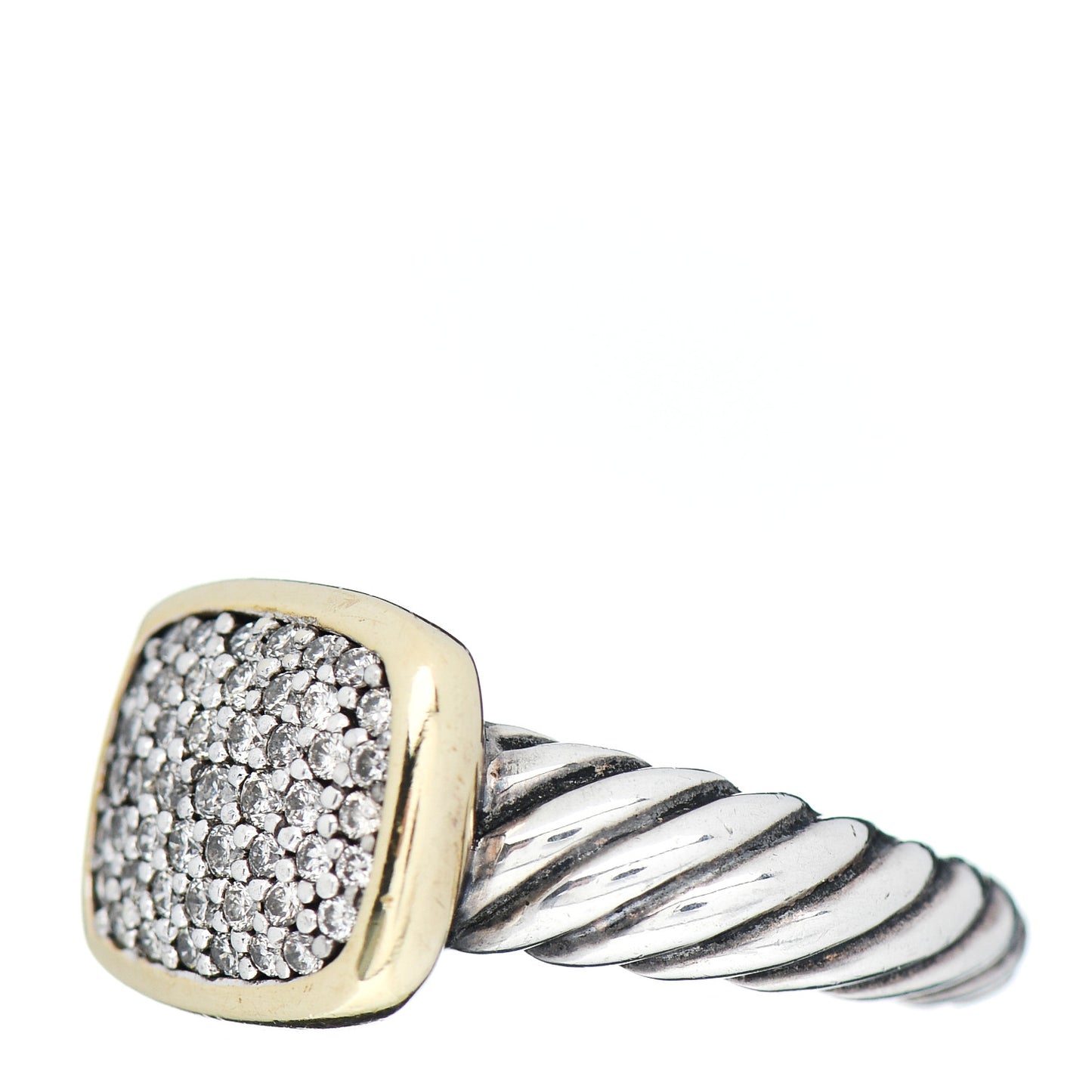 Sterling Silver 18K Yellow Gold Diamond 10mm Noblesse Ring 49 4.75