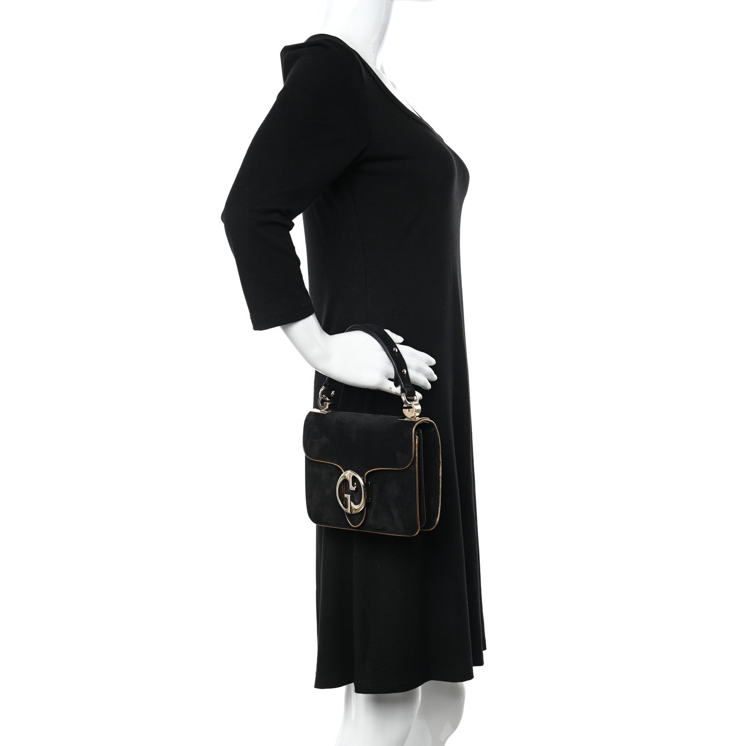 Gucci Nubuck 1973 Flap Bag Black 2 of 15