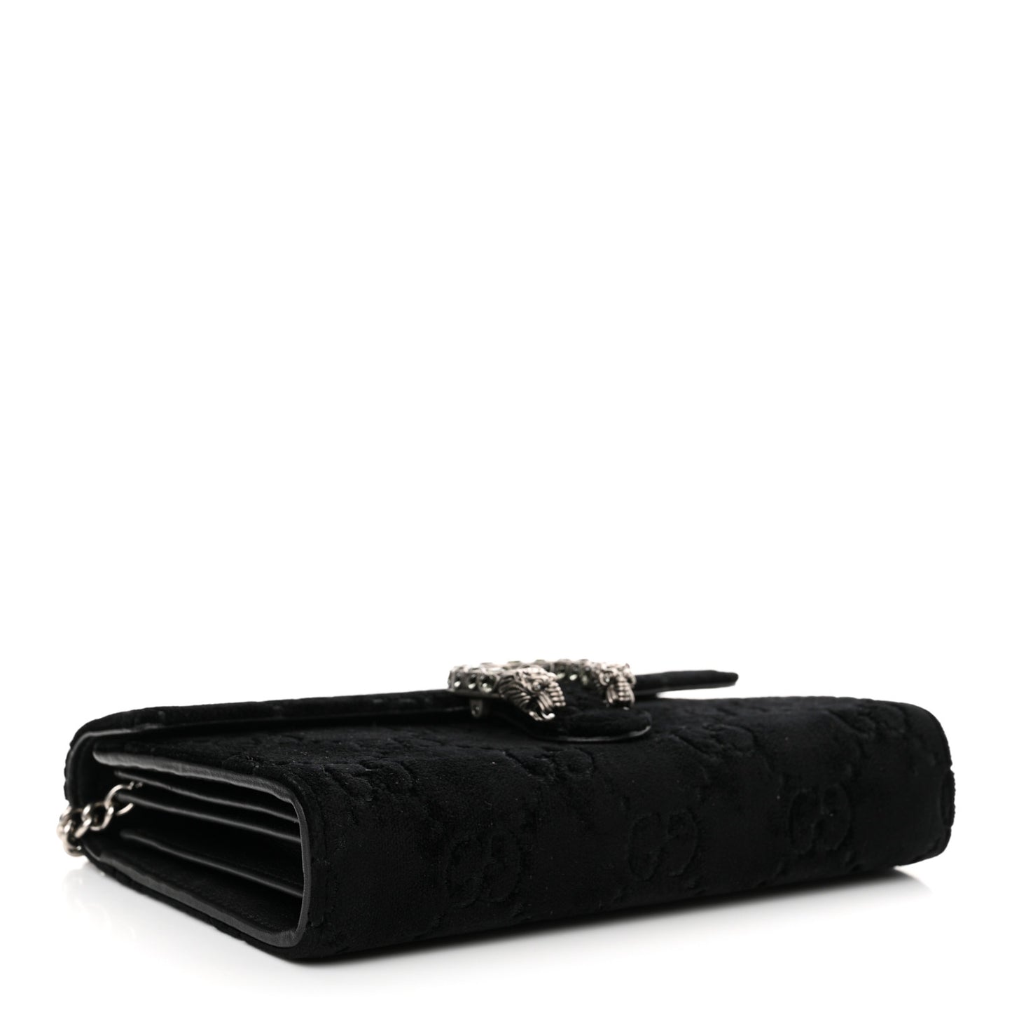 Velvet GG Monogram Mini Dionysus Chain Wallet Black
