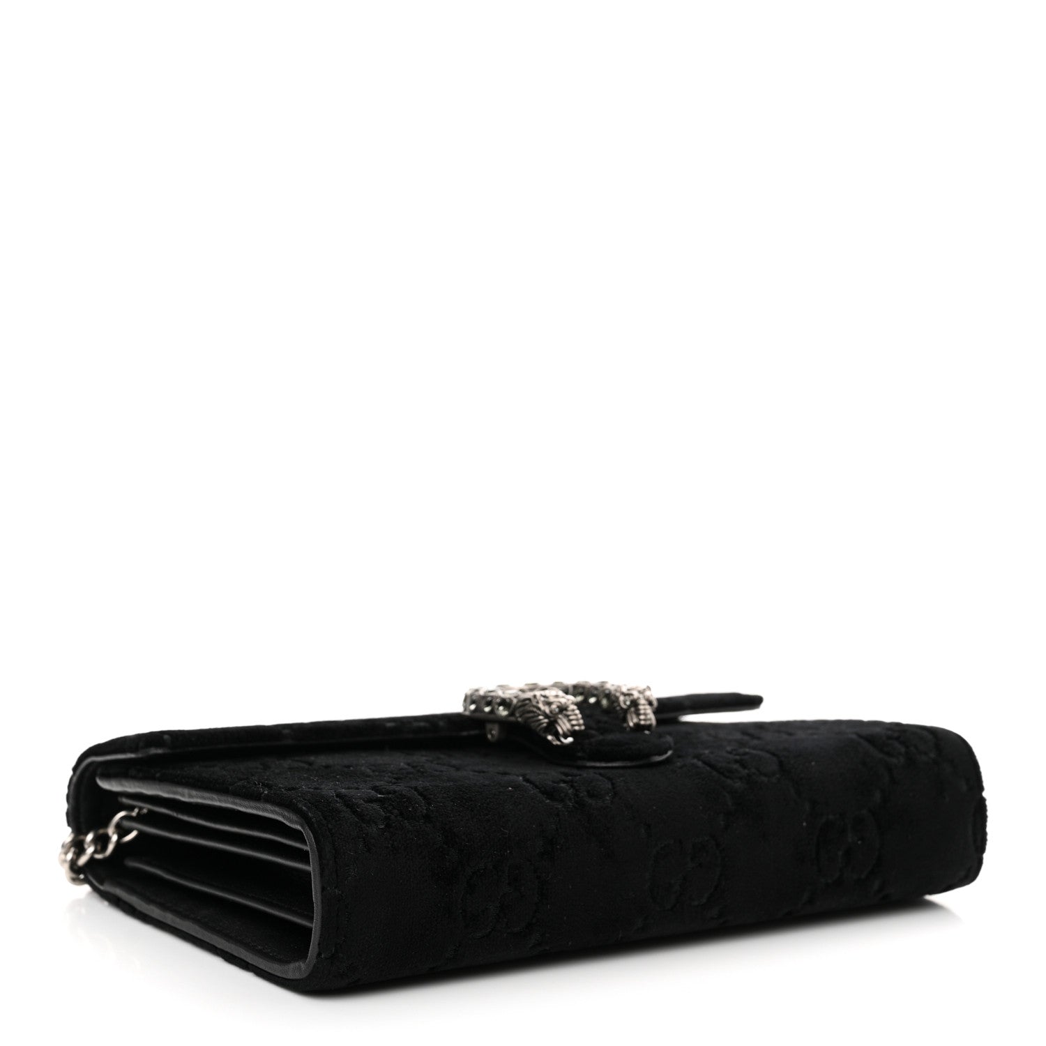 Gucci Velvet GG Monogram Mini Dionysus Chain Wallet Black 4 of 10