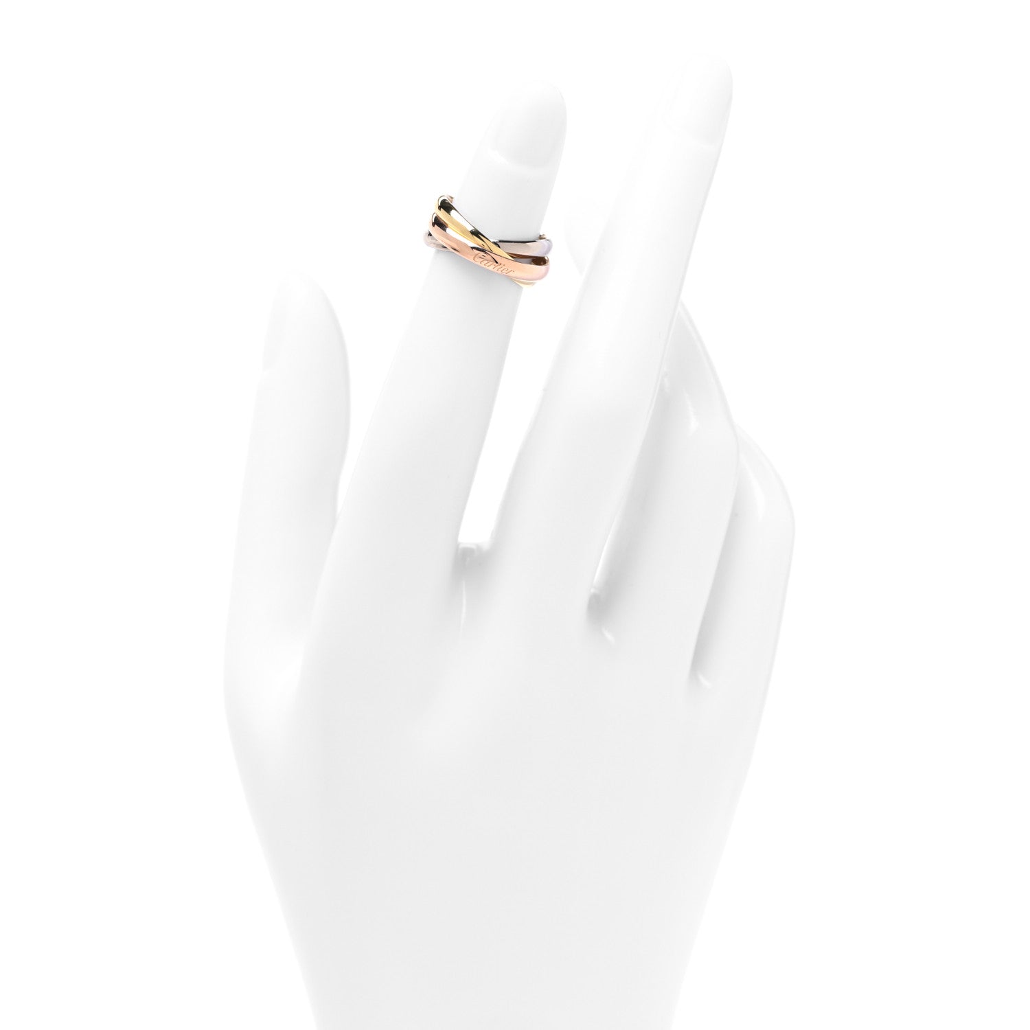 Cartier 18K Pink Yellow White Gold Small Trinity Ring 45 3.25 2 of 5