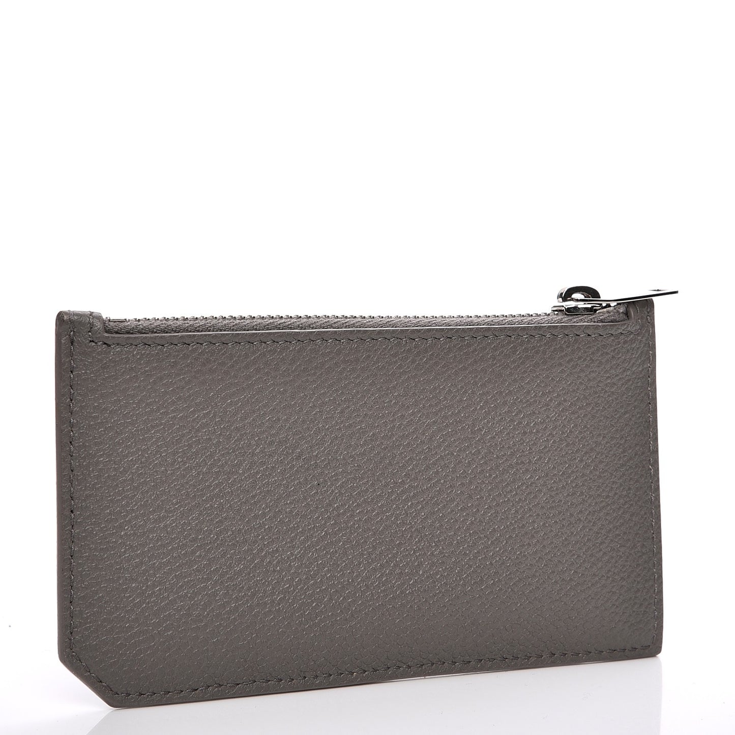 Grained Calfskin 5 Fragments Zip Pouch Card Holder Fog