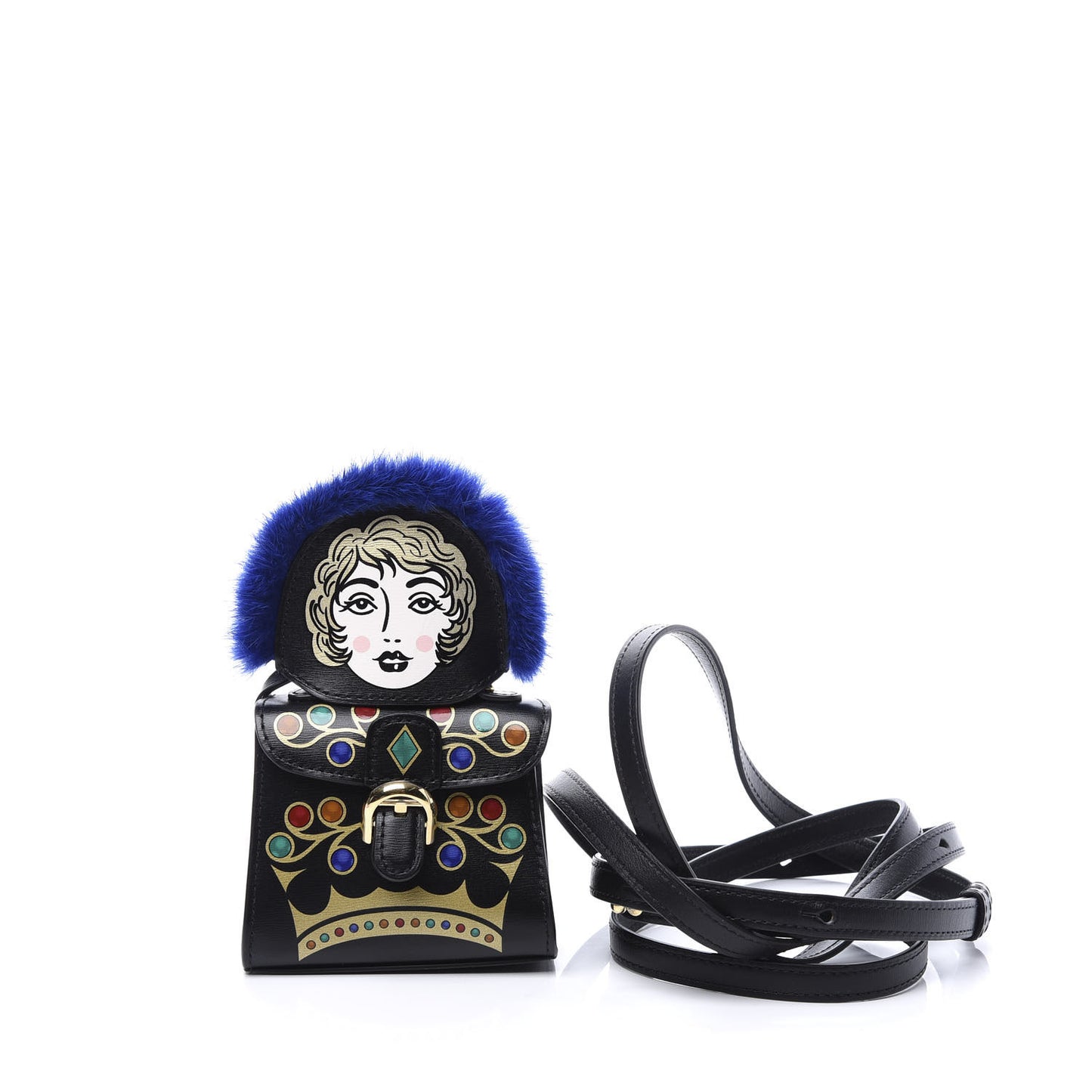 Calfskin Print Byzantine Brillant Charm Strap Black