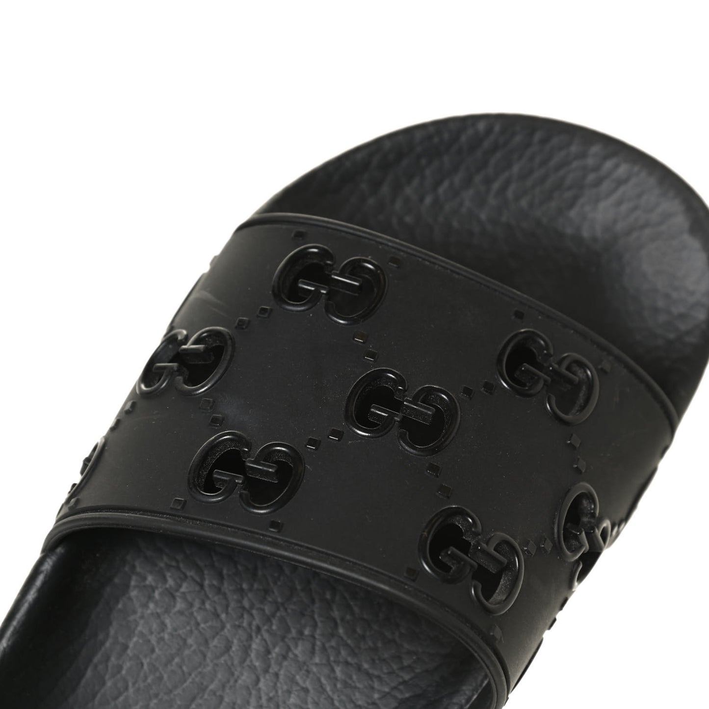 Rubber GG Monogram Perforated Womens Slide Sandals 38 Black