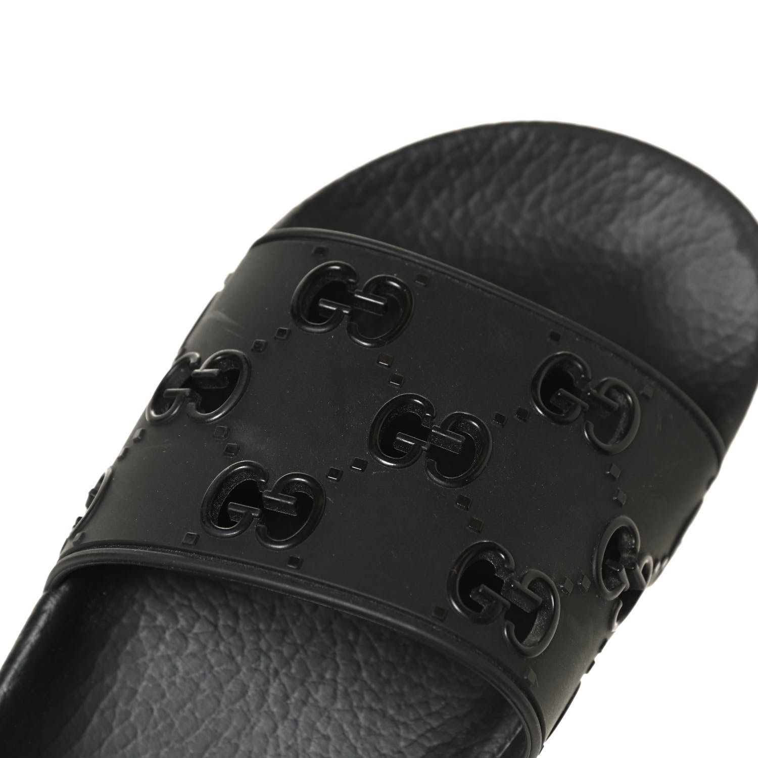 Gucci Rubber GG Monogram Perforated Womens Slide Sandals 38 Black 12 of 12