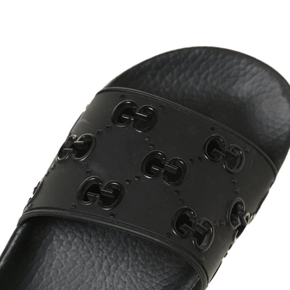 Gucci Rubber GG Monogram Perforated Womens Slide Sandals 38 Black 12 of 12