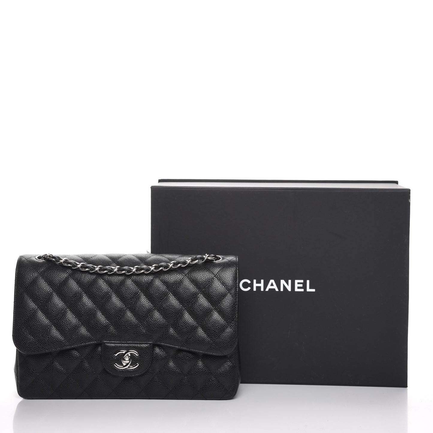 Caviar Quilted Jumbo Double Flap Black