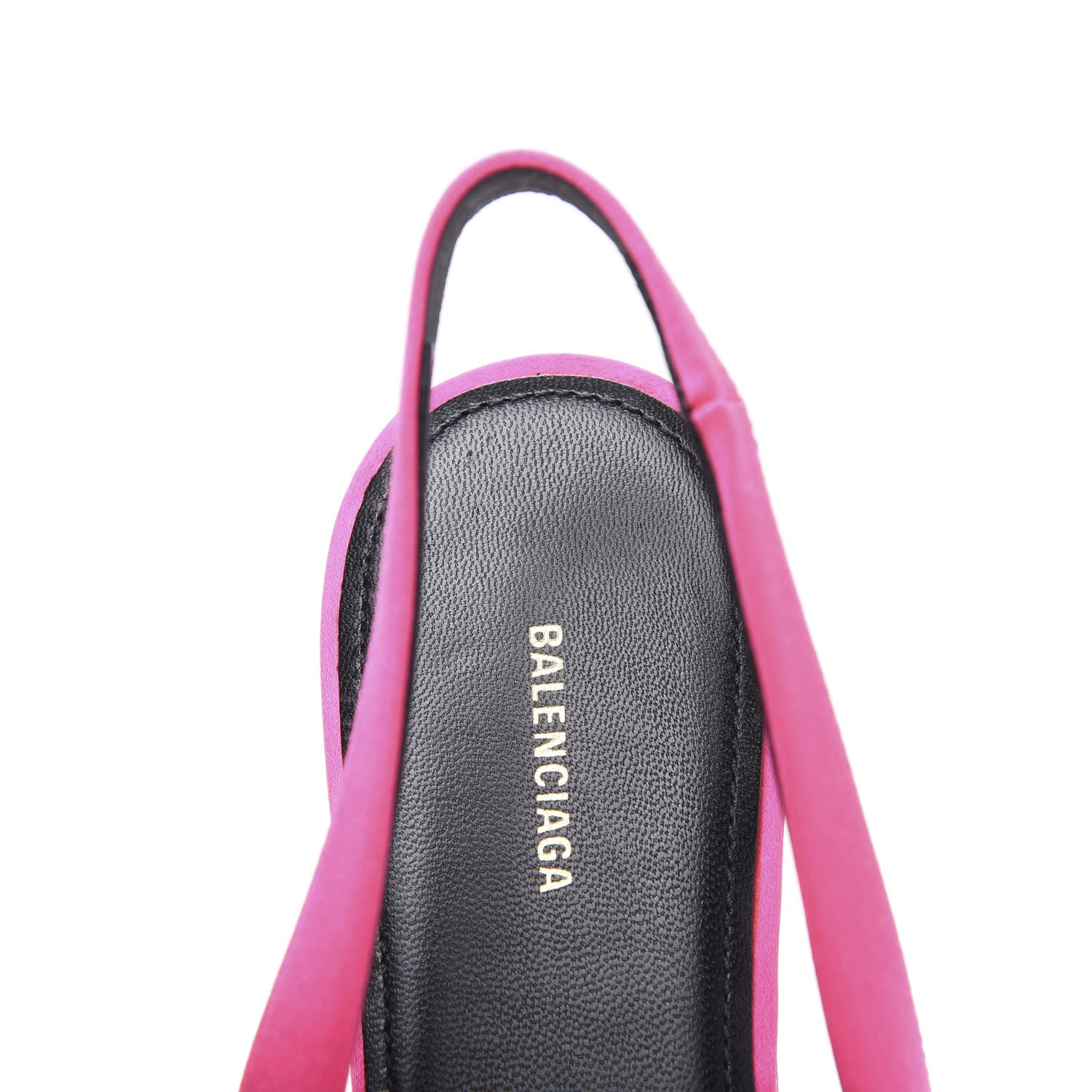 Balenciaga Satin BB Knife Pointy Toe Slingback Flats 37 Neon Pink 6 of 8