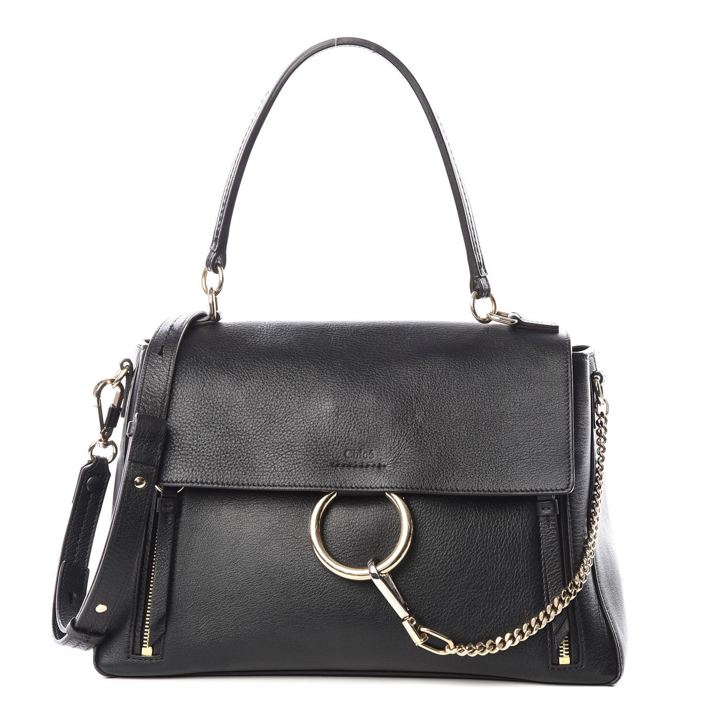 Calfskin Medium Faye Day Shoulder Bag Black