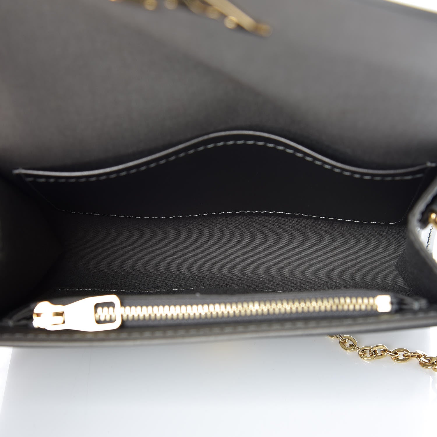 Louis Vuitton Patent Louise PM Chain Clutch Gris Metal 5 of 8