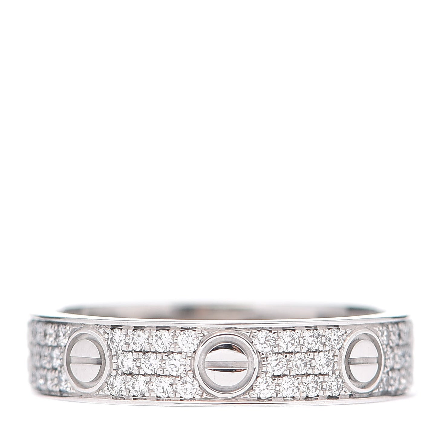 18K White Gold Diamond 4mm LOVE Wedding Paved Band Ring 49 4.75