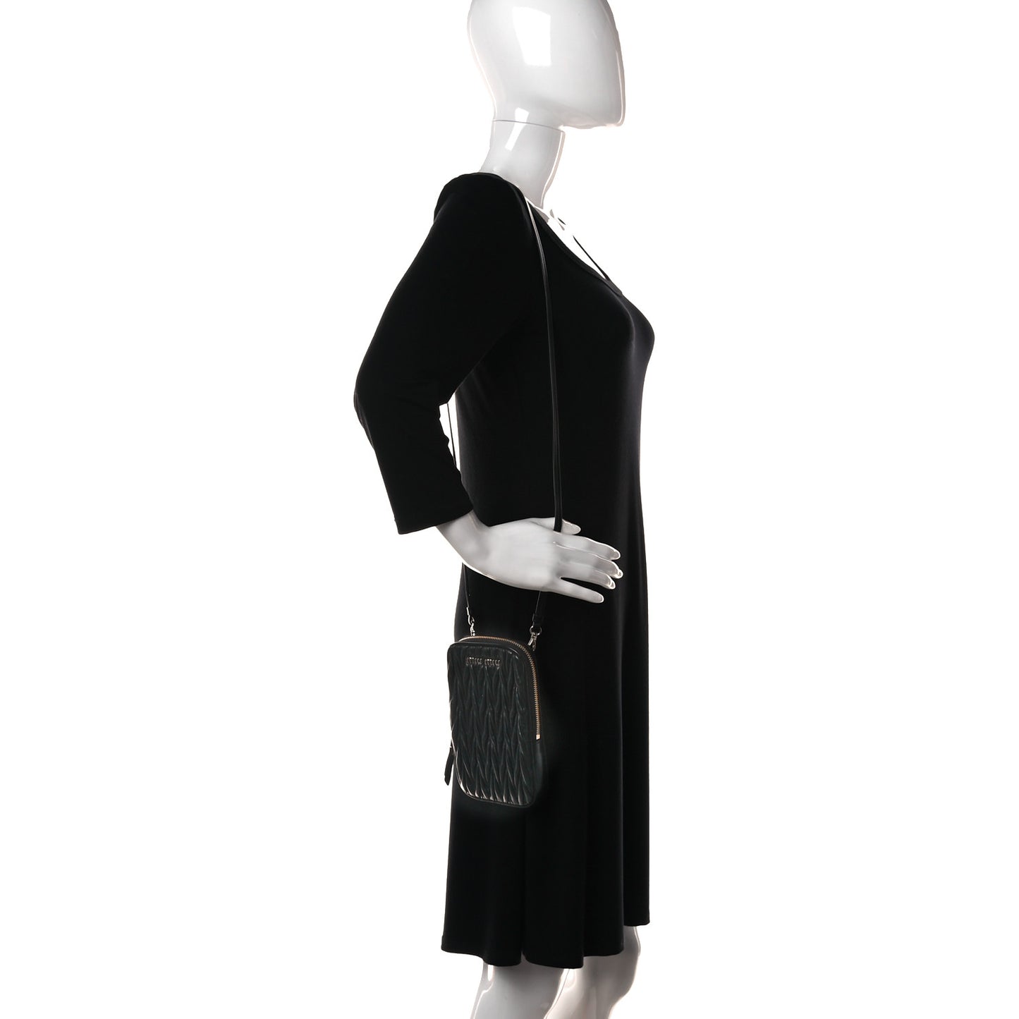 Nappa Matelasse Mini Bandoliera Crossbody Black