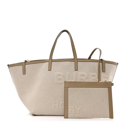 Burberry Cotton Canvas Mini Logo Horseferry Tote Bag Off White 1 of 13