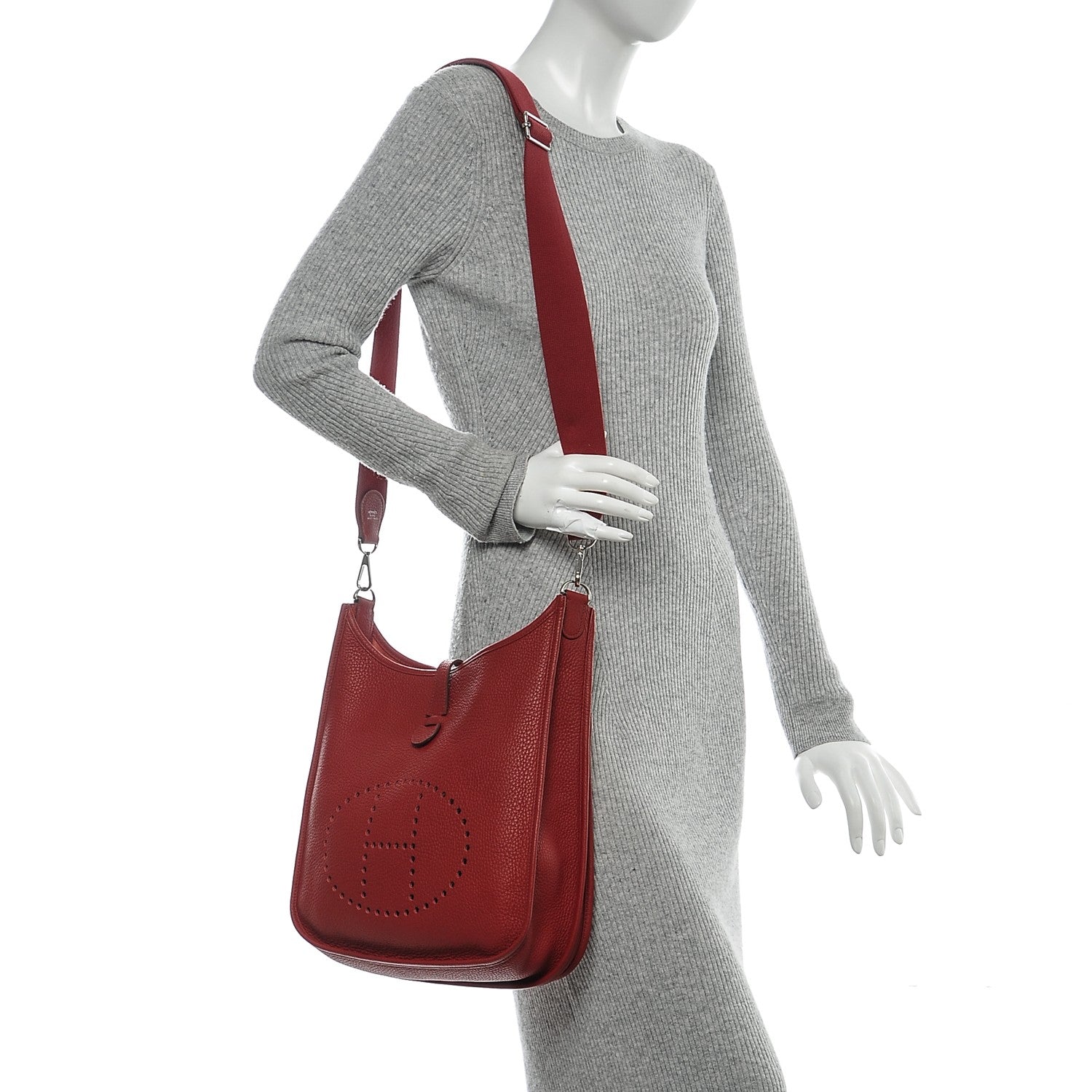Hermes Taurillon Clemence Evelyne III GM Rouge Vif 2 of 8