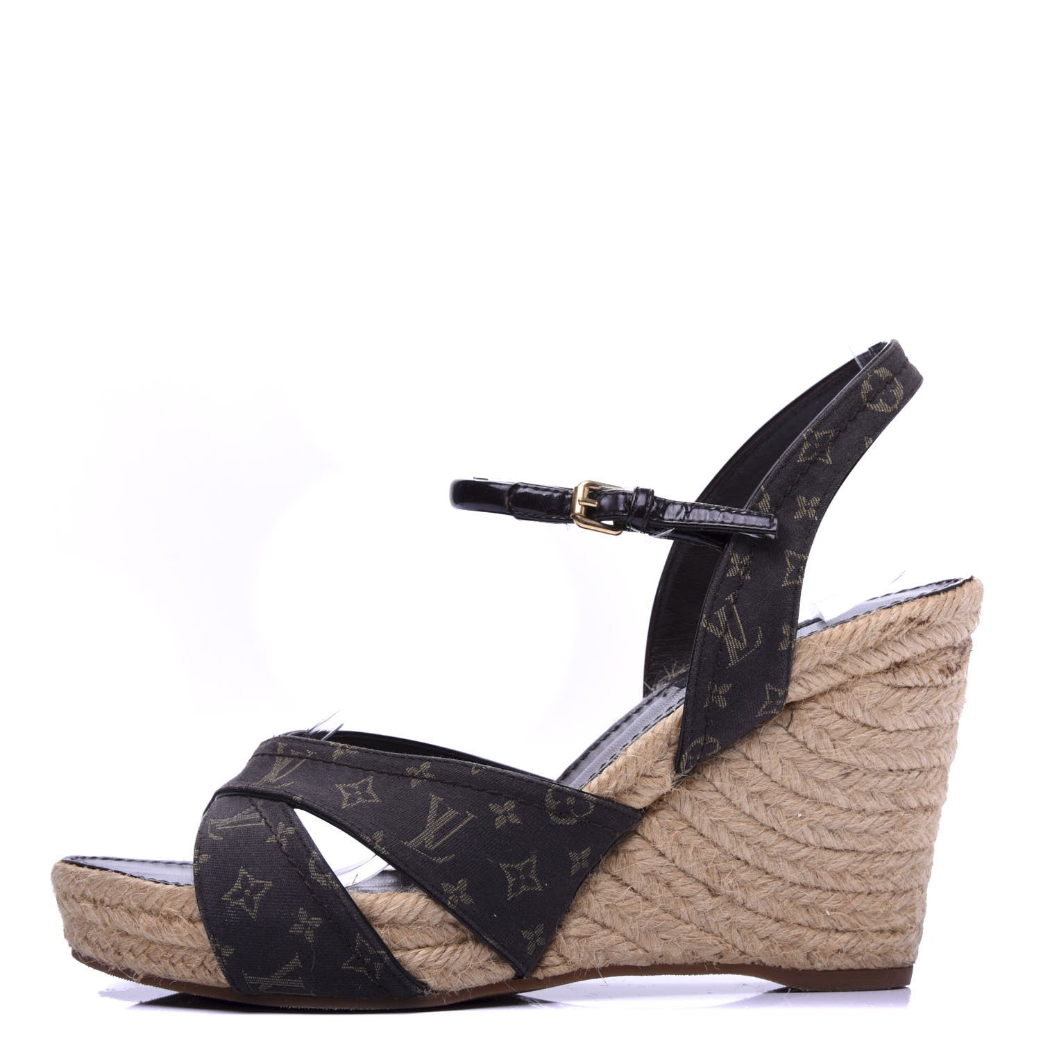 Louis Vuitton Monogram Idylle Majorca Espadrille Wedge Sandals 38.5 Fusain 1 of 12