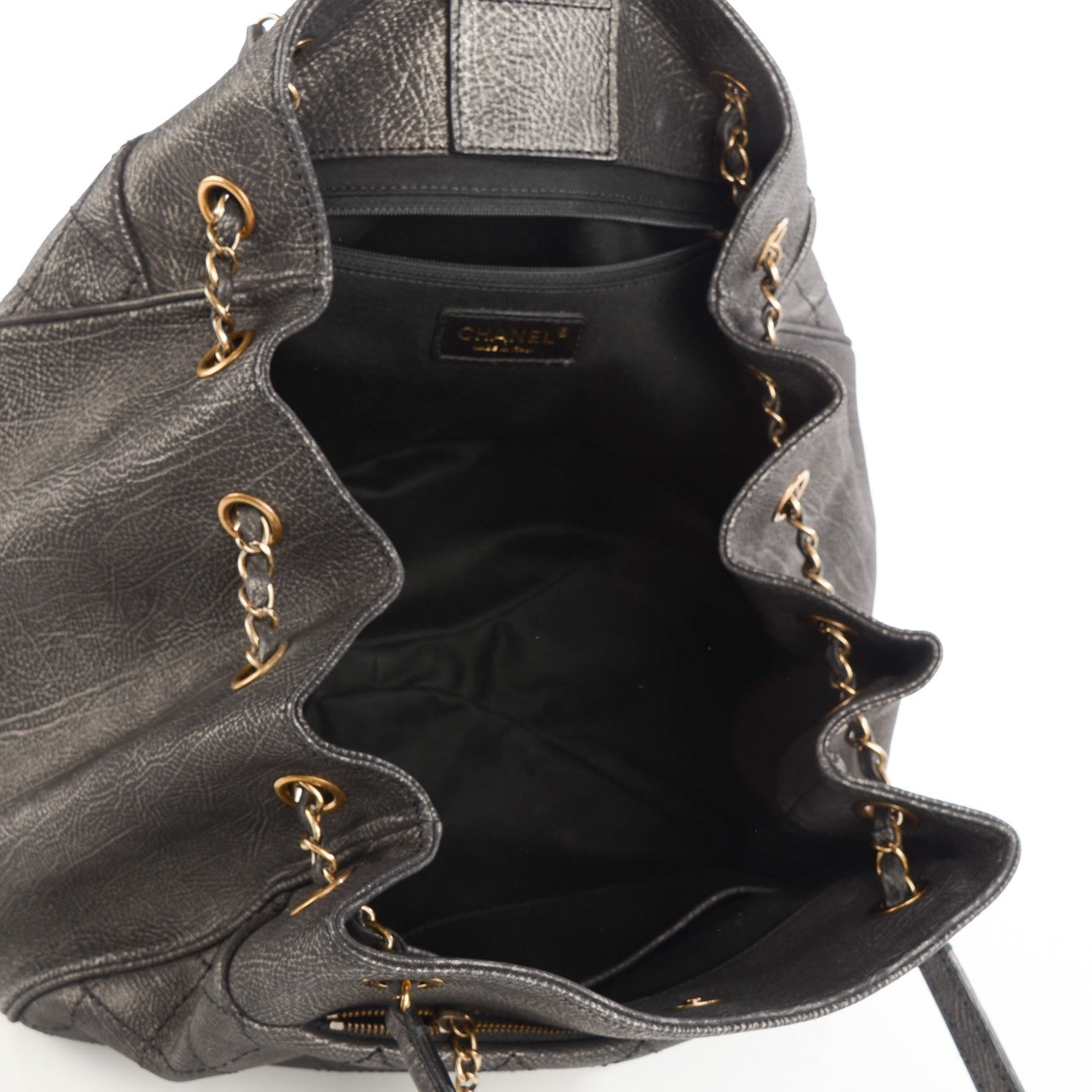 Chanel Iridescent Grained Calfskin Stitched Accordion Tote Dark Grey 5 of 7