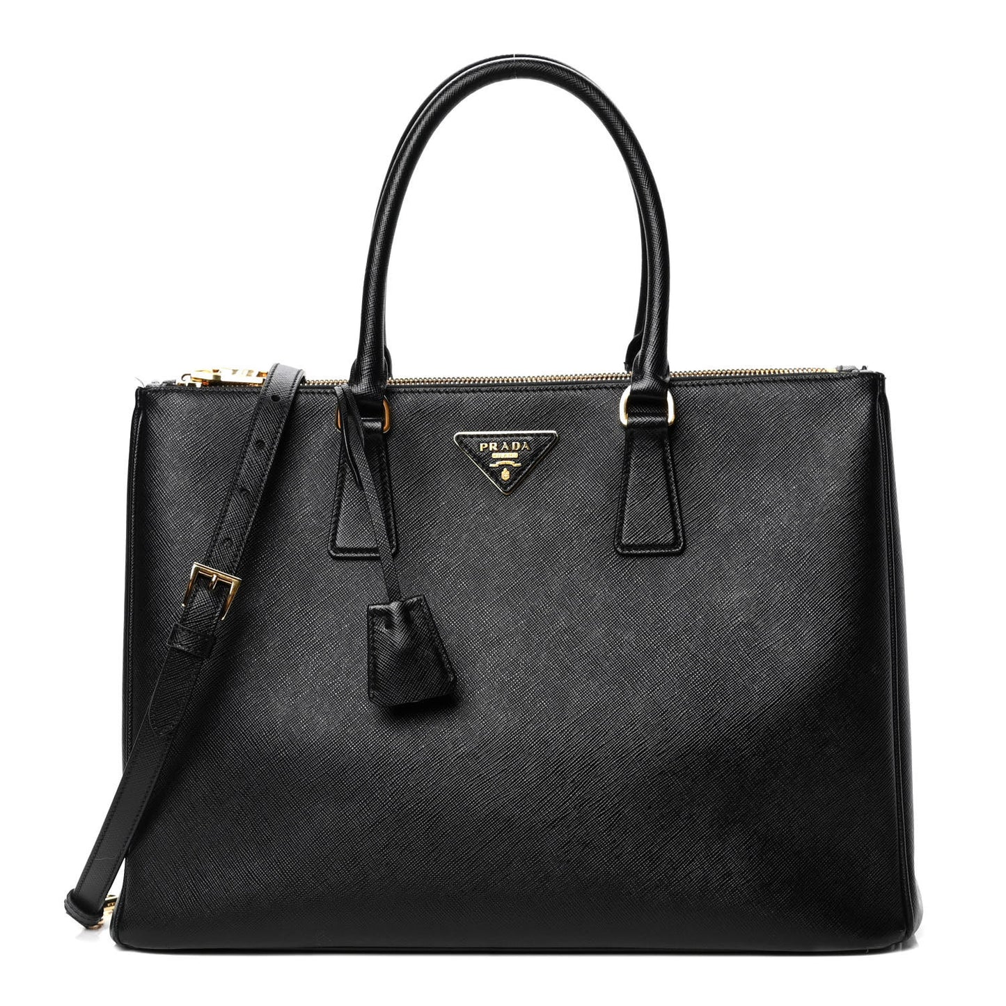 Saffiano Large Galleria Double Zip Tote Black