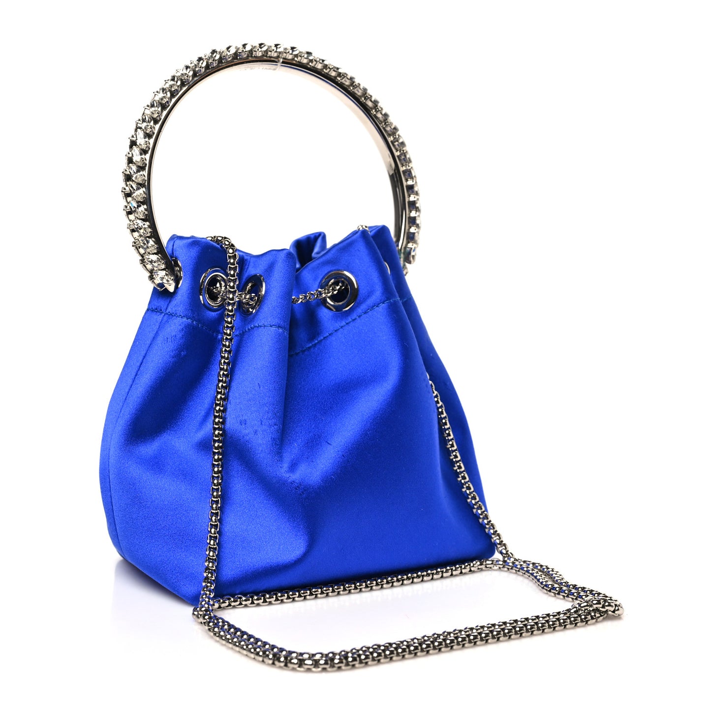 Satin Crystal Embellished Bon Bon Bag Blue