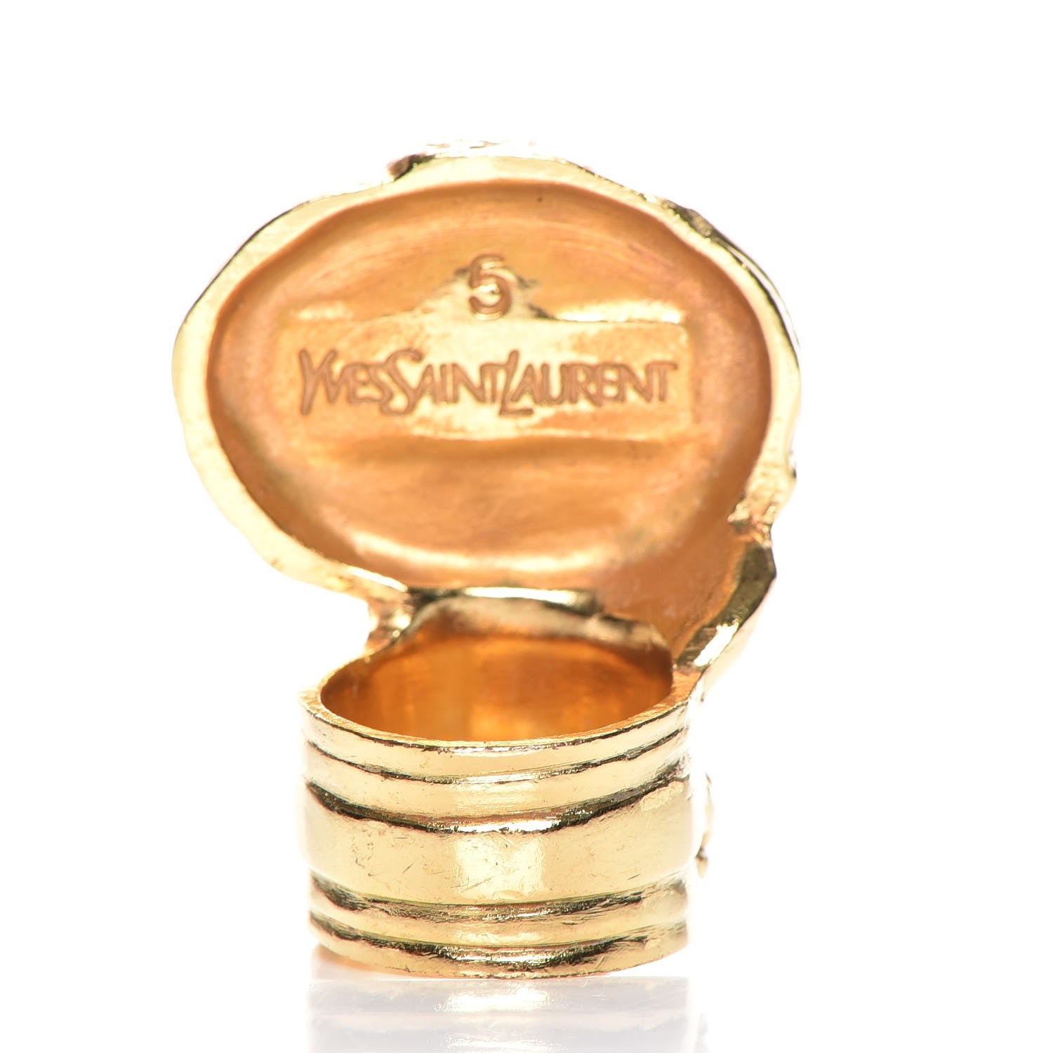 Saint Laurent Glass Cabochon Arty Ovale Ring 5 Gold Turquoise 3 of 4