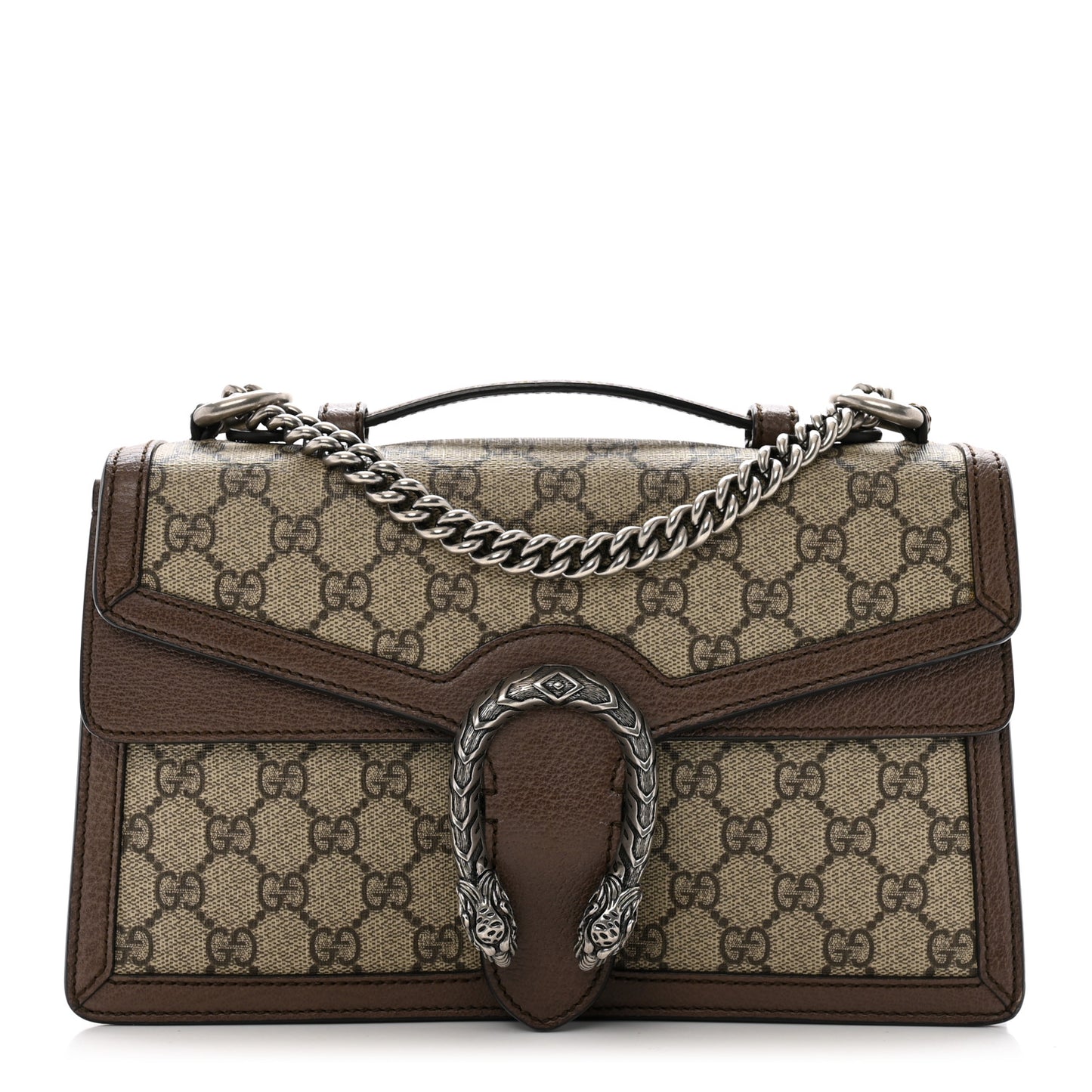 GG Supreme Monogram Textured Dollar Calfskin Top Handle Dionysus Shoulder Bag Beige Ebony New Acero