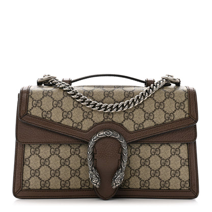 Gucci GG Supreme Monogram Textured Dollar Calfskin Top Handle Dionysus Shoulder Bag Beige Ebony New Acero 1 of 10