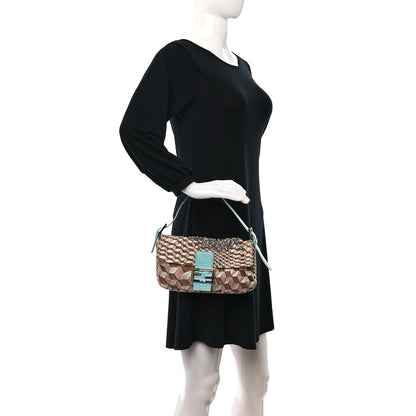 Fendi Fabric Lizard Crystal Embroidered Baguette Celeste 2 of 16